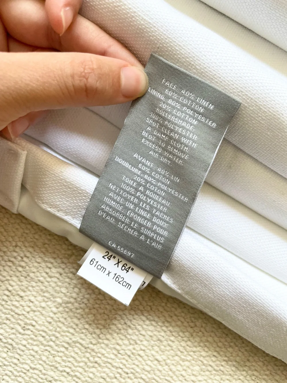 Restoration Hardware Teen Cordless Roman Shade NEW OPEN BOX 24 X 64”